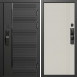 Входная дверь Termo-Door Смарт Блэк Лайн - Страйп Слоновая Кость
