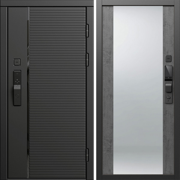 Входная дверь Termo-Door Смарт Блэк Лайн - Зеркало бетон темный