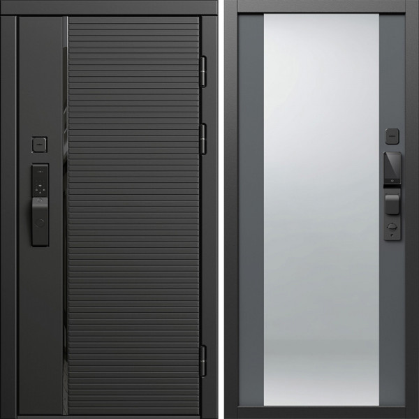 Входная дверь Termo-Door Смарт Блэк Лайн - Зеркало Grey Софт