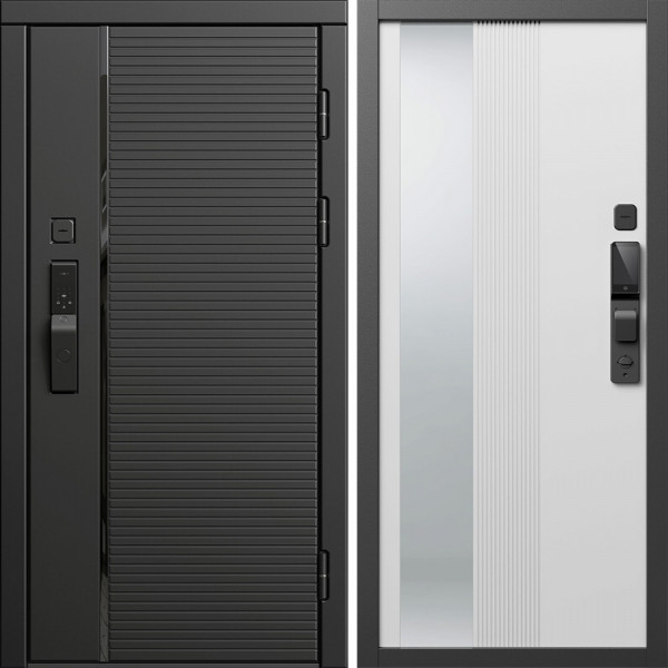 Входная дверь Termo-Door Смарт Блэк Лайн - Зеркало Люмис Белый Софт