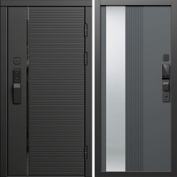 Входная дверь Termo-Door Смарт Блэк Лайн - Зеркало Люмис Грей Софт