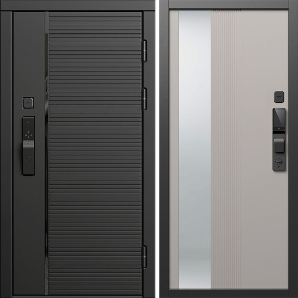 Входная дверь Termo-Door Смарт Блэк Лайн - Зеркало Люмис Капучино