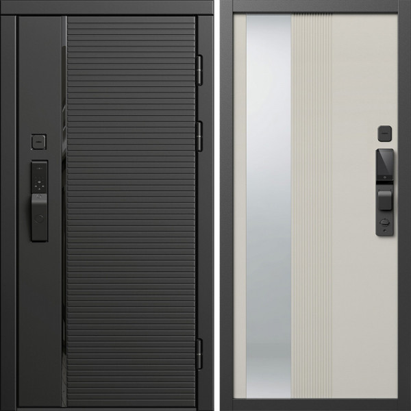 Входная дверь Termo-Door Смарт Блэк Лайн - Зеркало Люмис Соновая Кость