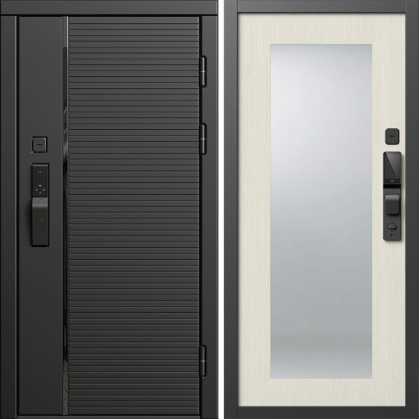 Входная дверь Termo-Door Смарт Блэк Лайн - Зеркало Триумф лиственница