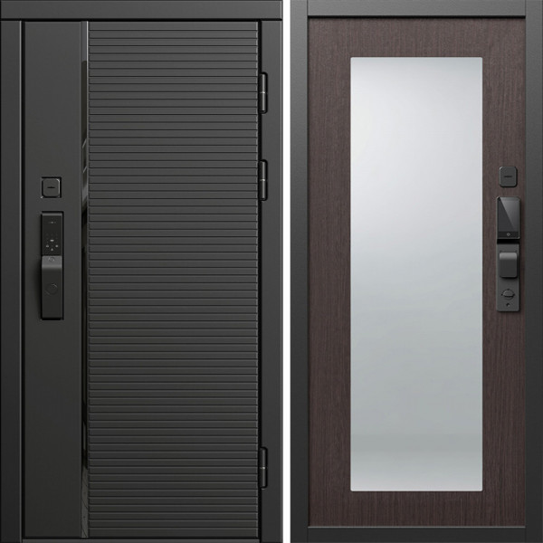 Входная дверь Termo-Door Смарт Блэк Лайн - Зеркало Триумф венге