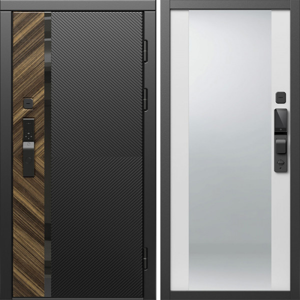 Входная дверь Termo-Door Смарт Браш - Зеркало белый софт