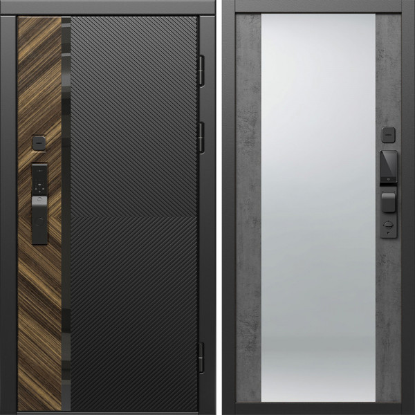 Входная дверь Termo-Door Смарт Браш - Зеркало бетон темный