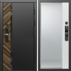 Входная дверь Termo-Door Смарт Браш - Зеркало Фацет Белый софт