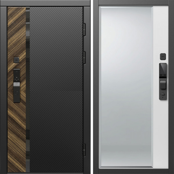 Входная дверь Termo-Door Смарт Браш - Зеркало Фацет Белый софт