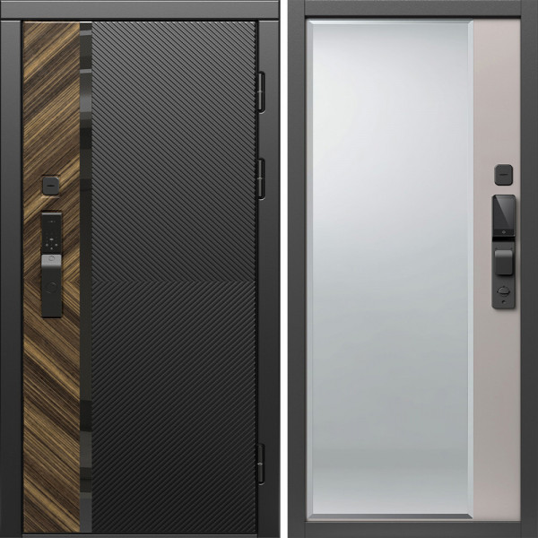 Входная дверь Termo-Door Смарт Браш - Зеркало Фацет Капучино