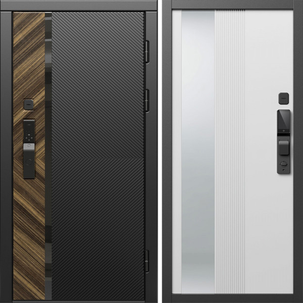 Входная дверь Termo-Door Смарт Браш - Зеркало Люмис Белый Софт