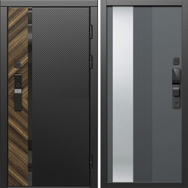 Входная дверь Termo-Door Смарт Браш - Зеркало Люмис Грей Софт