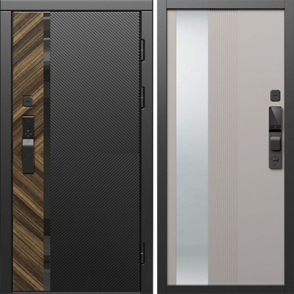 Входная дверь Termo-Door Смарт Браш - Зеркало Люмис Капучино