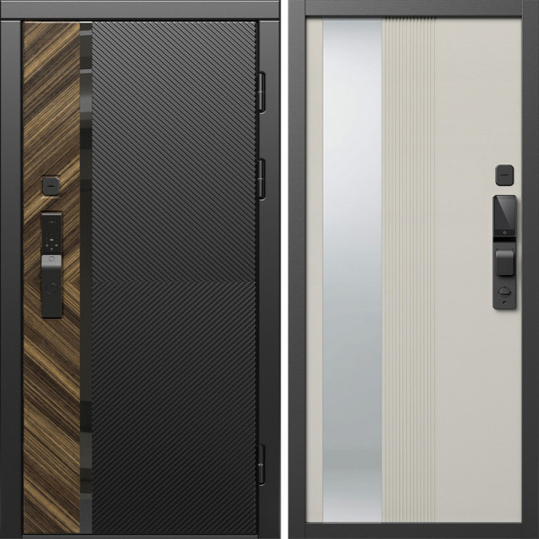 Входная дверь Termo-Door Смарт Браш - Зеркало Люмис Соновая Кость