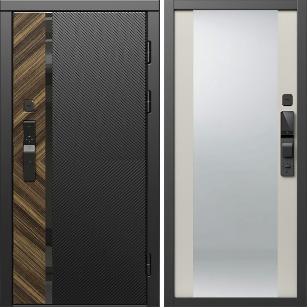 Входная дверь Termo-Door Смарт Браш - Зеркало Слоновая кость