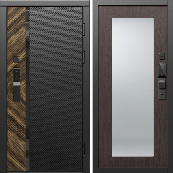 Входная дверь Termo-Door Смарт Браш - Зеркало Триумф венге