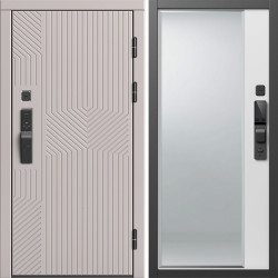 Входная дверь Termo-Door Смарт Эклипс Капучино - Зеркало Фацет Белый софт