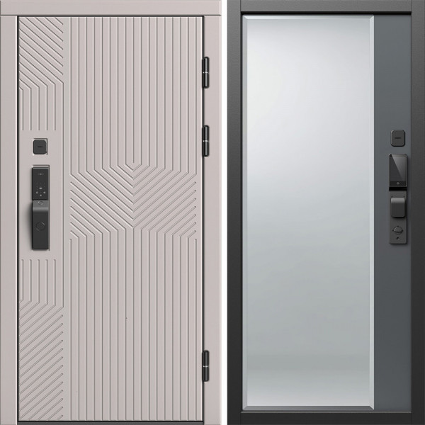 Входная дверь Termo-Door Смарт Эклипс Капучино - Зеркало Фацет Grey софт