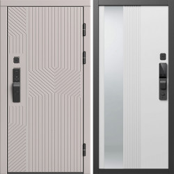 Входная дверь Termo-Door Смарт Эклипс Капучино - Зеркало Люмис Белый Софт