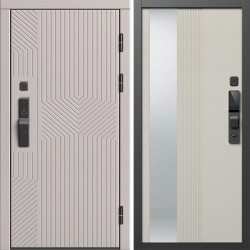 Входная дверь Termo-Door Смарт Эклипс Капучино - Зеркало Люмис Соновая Кость