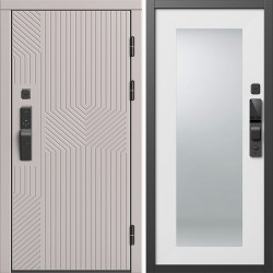 Входная дверь Termo-Door Смарт Эклипс Капучино - Зеркало Триумф Белый софт