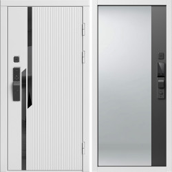 Входная дверь Termo-Door Смарт Флекс Вайт - Зеркало Фацет Черный кварц+тонировка серая