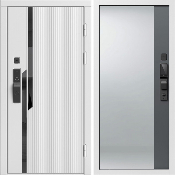 Входная дверь Termo-Door Смарт Флекс Вайт - Зеркало Фацет Grey софт