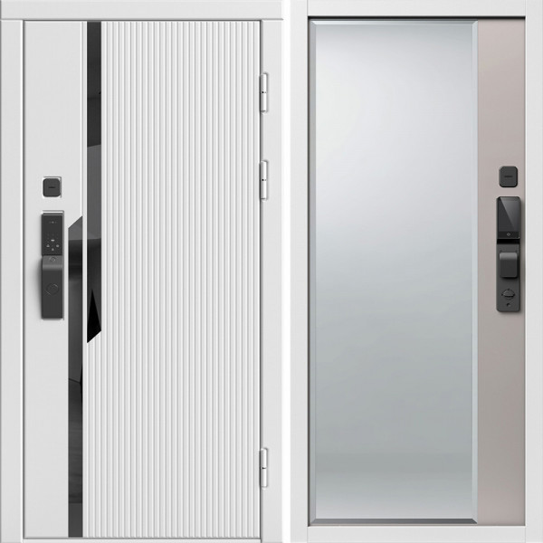 Входная дверь Termo-Door Смарт Флекс Вайт - Зеркало Фацет Капучино