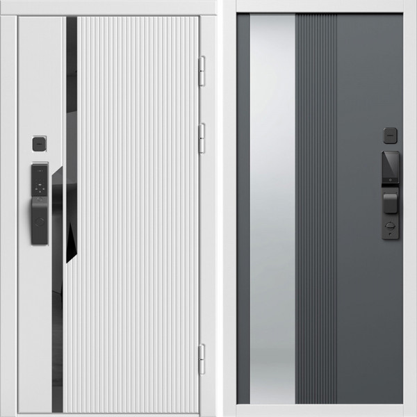 Входная дверь Termo-Door Смарт Флекс Вайт - Зеркало Люмис Грей Софт