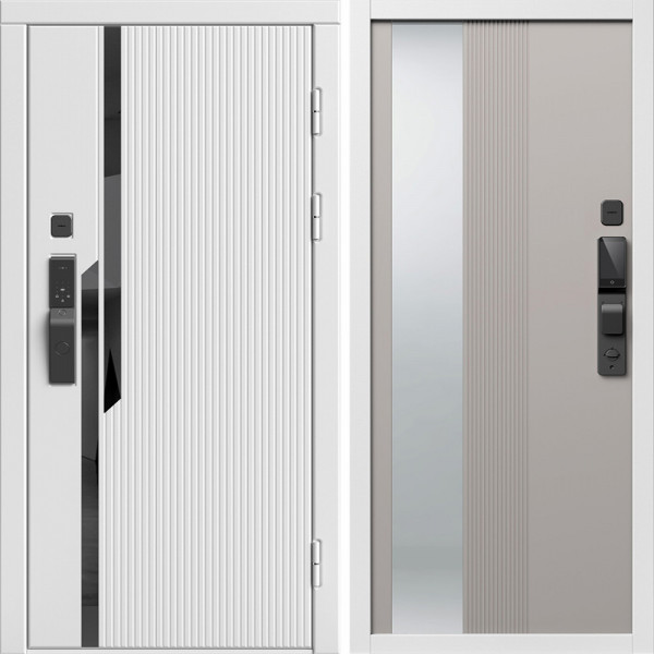 Входная дверь Termo-Door Смарт Флекс Вайт - Зеркало Люмис Капучино
