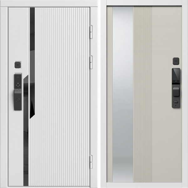 Входная дверь Termo-Door Смарт Флекс Вайт - Зеркало Люмис Соновая Кость