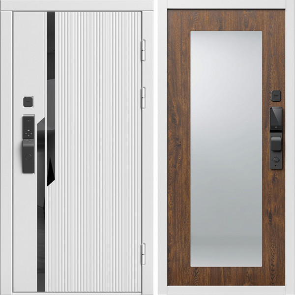 Входная дверь Termo-Door Смарт Флекс Вайт - Зеркало Триумф дуб