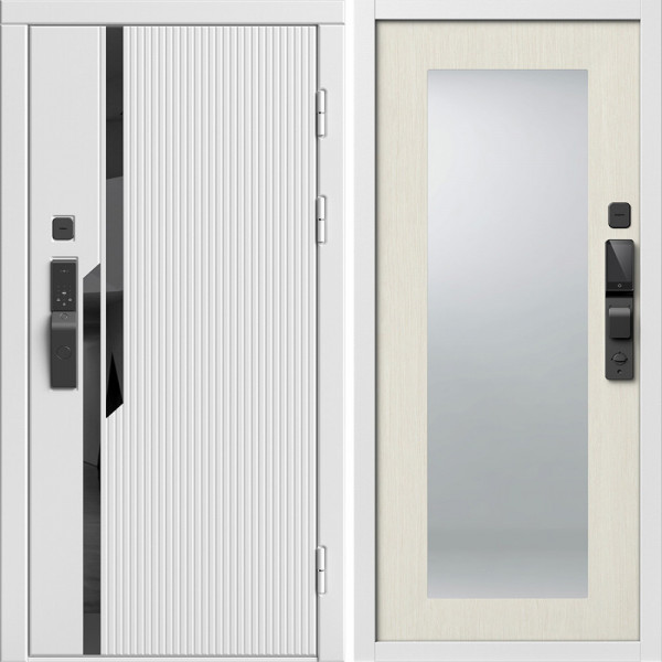 Входная дверь Termo-Door Смарт Флекс Вайт - Зеркало Триумф лиственница