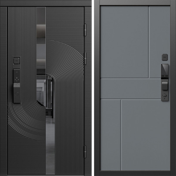 Входная дверь Termo-Door Смарт Фрост - Горизонт Grey софт