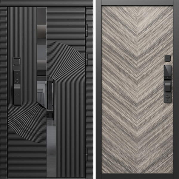Входная дверь Termo-Door Смарт Фрост - Плаза Елочка Серая