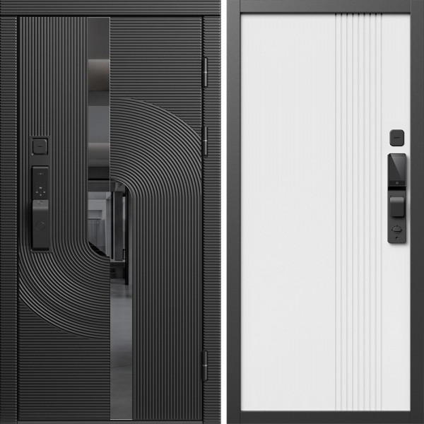 Входная дверь Termo-Door Смарт Фрост - Страйп Белый Софт