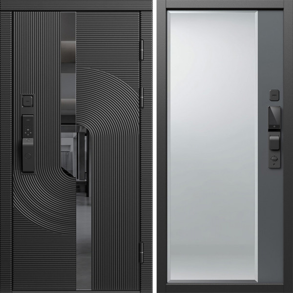 Входная дверь Termo-Door Смарт Фрост - Зеркало Фацет Grey софт
