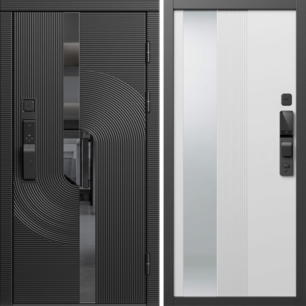 Входная дверь Termo-Door Смарт Фрост - Зеркало Люмис Белый Софт