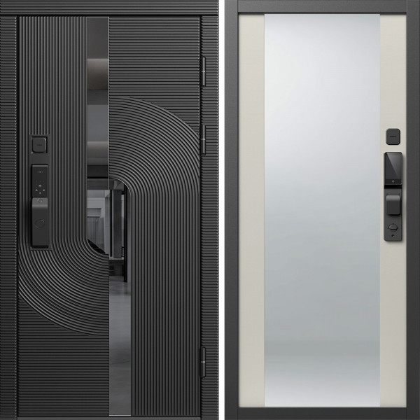 Входная дверь Termo-Door Смарт Фрост - Зеркало Слоновая кость