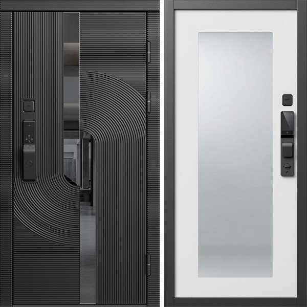 Входная дверь Termo-Door Смарт Фрост - Зеркало Триумф Белый софт