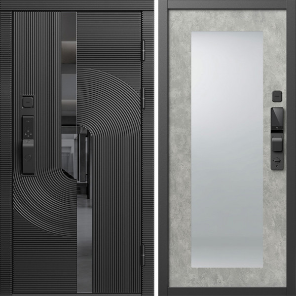 Входная дверь Termo-Door Смарт Фрост - Зеркало Триумф бетон светлый