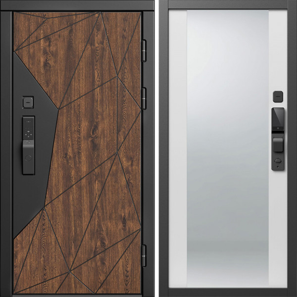 Входная дверь Termo-Door Смарт Геометрия - Зеркало белый софт
