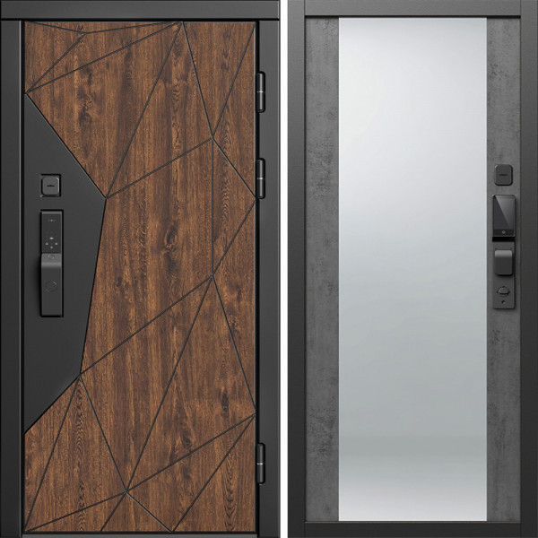 Входная дверь Termo-Door Смарт Геометрия - Зеркало бетон темный