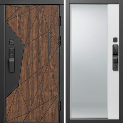 Входная дверь Termo-Door Смарт Геометрия - Зеркало Фацет Белый софт