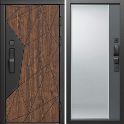 Входная дверь Termo-Door Смарт Геометрия - Зеркало Фацет Grey софт