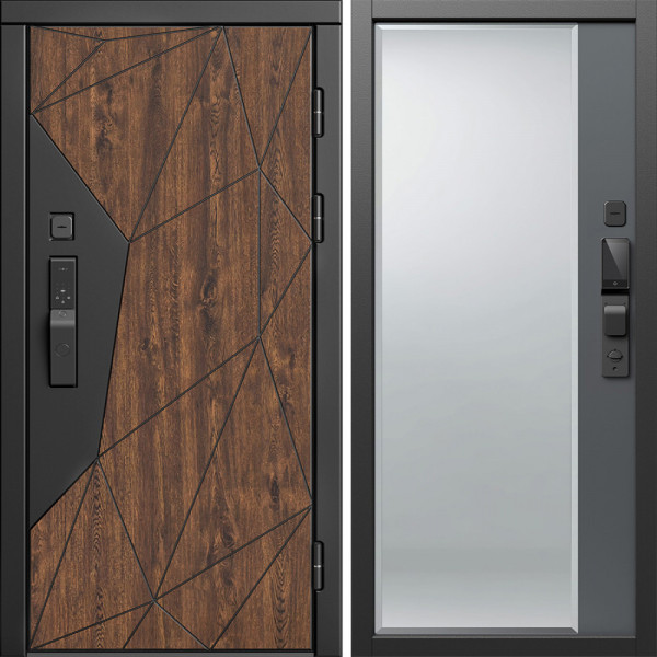Входная дверь Termo-Door Смарт Геометрия - Зеркало Фацет Grey софт