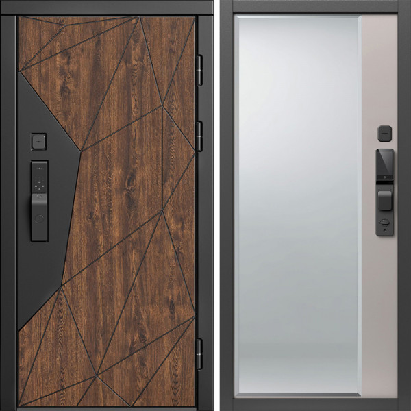 Входная дверь Termo-Door Смарт Геометрия - Зеркало Фацет Капучино