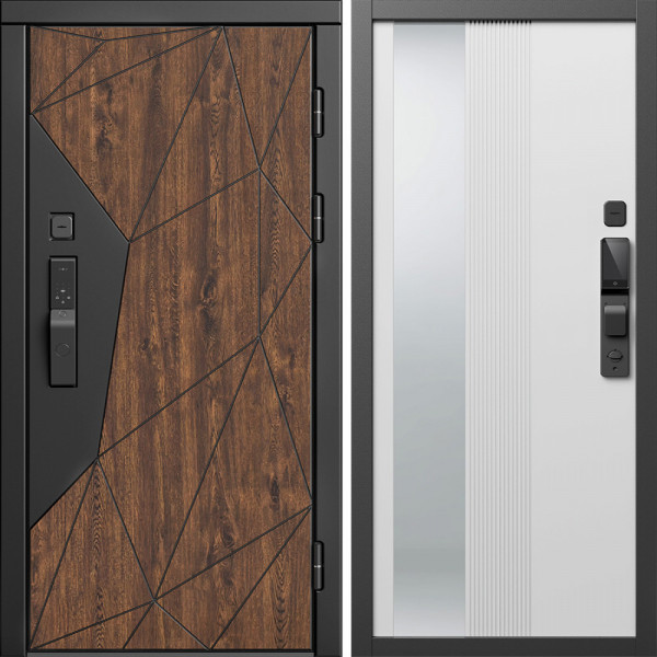 Входная дверь Termo-Door Смарт Геометрия - Зеркало Люмис Белый Софт