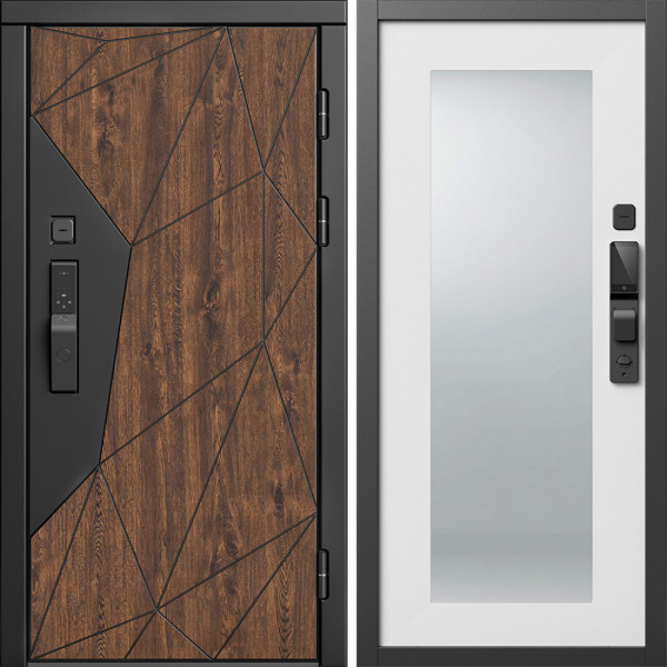 Входная дверь Termo-Door Смарт Геометрия - Зеркало Триумф Белый софт