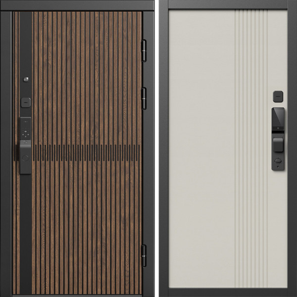 Входная дверь Termo-Door Смарт Граунд Дуб - Страйп Слоновая Кость